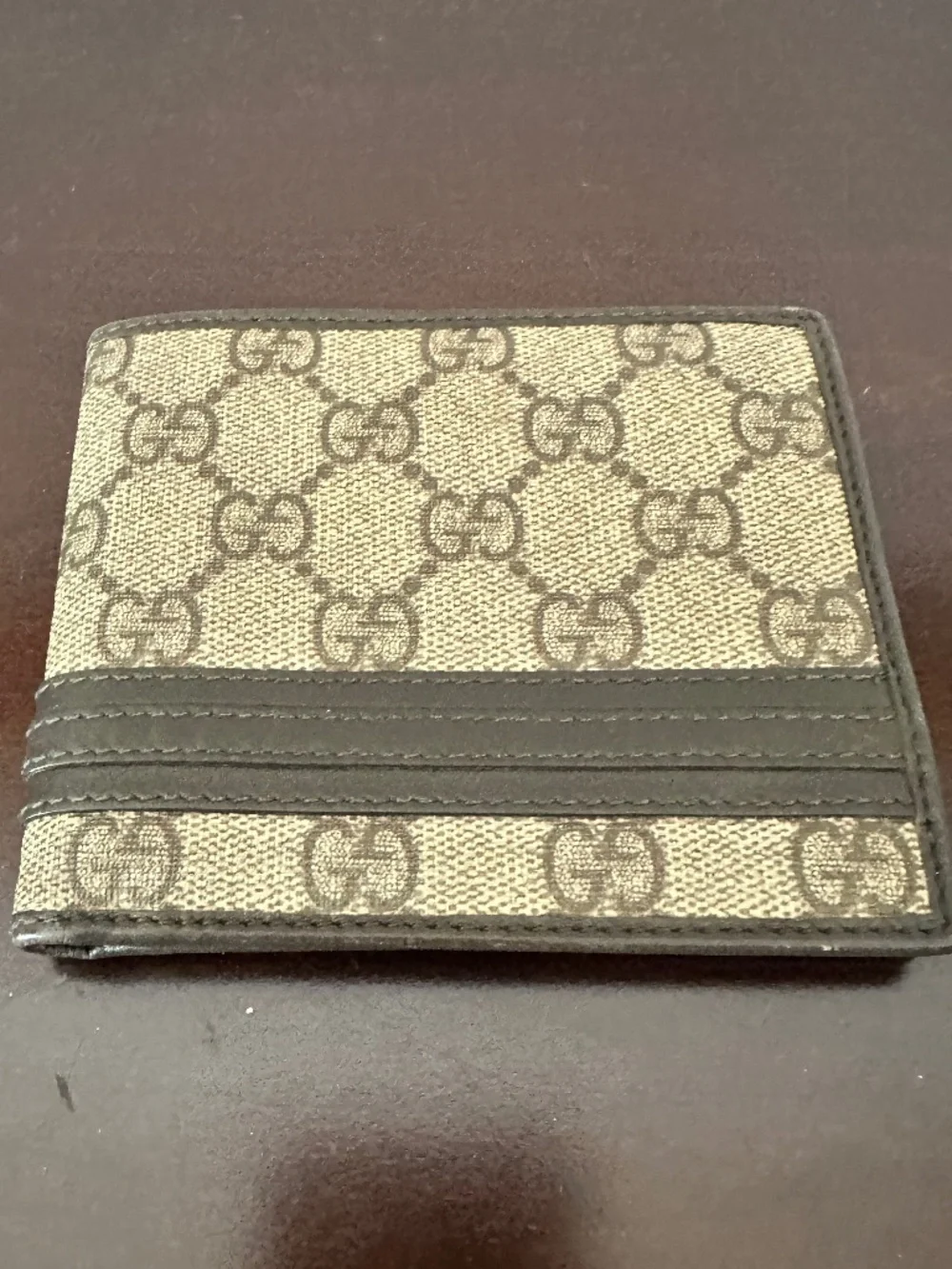 Gucci GG Logo Pattern Bifold Wallet Mens Brown